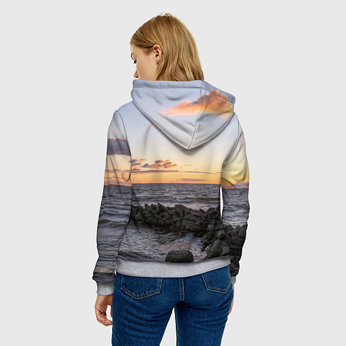 Женская толстовка Закат солнца на Финском заливе / 3D-Меланж – фото 4