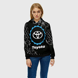 Толстовка-худи женская Toyota в стиле Top Gear со следами шин на фоне, цвет: 3D-черный — фото 2