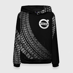 Толстовка-худи женская Volvo tire tracks, цвет: 3D-черный