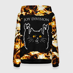 Женская толстовка Joy Division рок кот и огонь