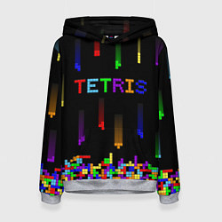 Толстовка-худи женская Falling blocks tetris, цвет: 3D-меланж