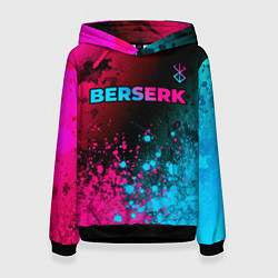 Толстовка-худи женская Berserk - neon gradient: символ сверху, цвет: 3D-черный