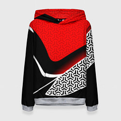 Толстовка-худи женская Геометрическая униформа - красная, цвет: 3D-меланж