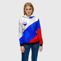 Толстовка-худи женская Сердечко - Россия, цвет: 3D-черный — фото 2