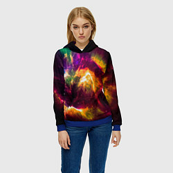 Толстовка-худи женская Небула в космосе разноцветная - нейронная сеть, цвет: 3D-синий — фото 2