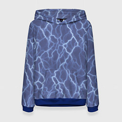 Толстовка-худи женская Электрический разряд на голубом фоне, цвет: 3D-синий