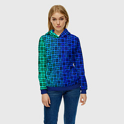 Толстовка-худи женская Сине-зеленый геометрический узор, цвет: 3D-синий — фото 2