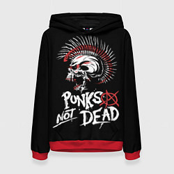 Толстовка-худи женская Punks not dead - анархия, цвет: 3D-красный