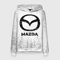 Толстовка-худи женская Mazda с потертостями на светлом фоне, цвет: 3D-белый