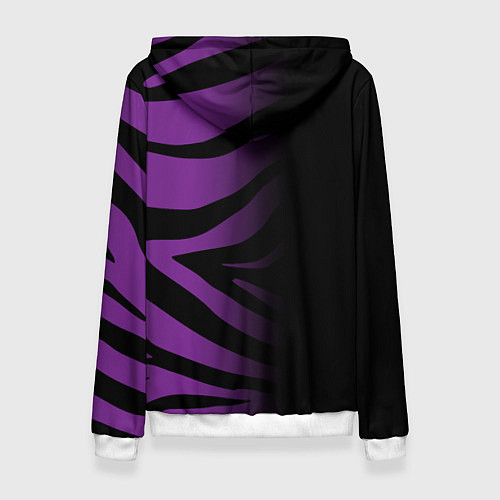 Женская толстовка Фиолетовый с черными полосками зебры / 3D-Белый – фото 2