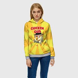 Толстовка-худи женская Chicken Gun с пистолетами, цвет: 3D-меланж — фото 2