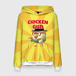 Толстовка-худи женская Chicken Gun с пистолетами, цвет: 3D-белый