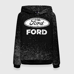 Толстовка-худи женская Ford с потертостями на темном фоне, цвет: 3D-черный