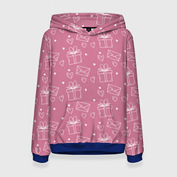 Толстовка-худи женская Влюбленным паттерн, цвет: 3D-синий