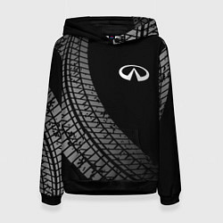 Толстовка-худи женская Infiniti tire tracks, цвет: 3D-черный