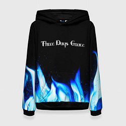 Толстовка-худи женская Three Days Grace blue fire, цвет: 3D-черный