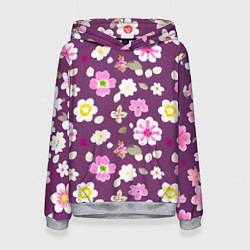 Толстовка-худи женская Цветы сакуры, цвет: 3D-меланж