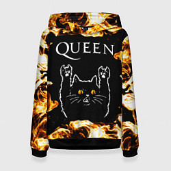 Женская толстовка Queen рок кот и огонь