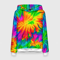 Толстовка-худи женская Тай-дай кислотные краски, цвет: 3D-белый