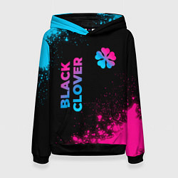 Толстовка-худи женская Black Clover - neon gradient: надпись, символ, цвет: 3D-черный