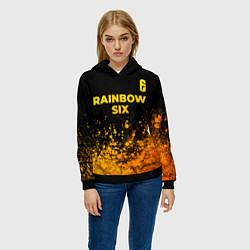 Толстовка-худи женская Rainbow Six - gold gradient: символ сверху, цвет: 3D-черный — фото 2