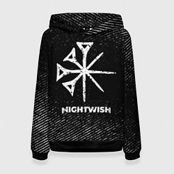 Толстовка-худи женская Nightwish с потертостями на темном фоне, цвет: 3D-черный