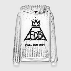 Толстовка-худи женская Fall Out Boy с потертостями на светлом фоне, цвет: 3D-белый