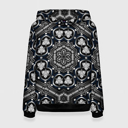 Толстовка-худи женская Чёрный квантовый паттерн, цвет: 3D-черный