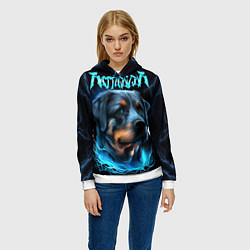 Толстовка-худи женская Rottweiler and lightnings, цвет: 3D-белый — фото 2