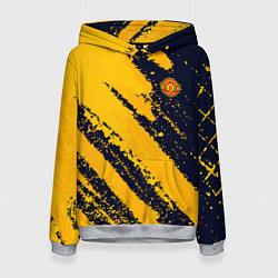 Толстовка-худи женская ФК Манчестер Юнайтед эмблема, цвет: 3D-меланж