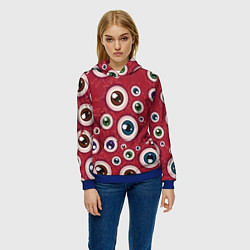 Толстовка-худи женская Множество жутких глаз, цвет: 3D-синий — фото 2