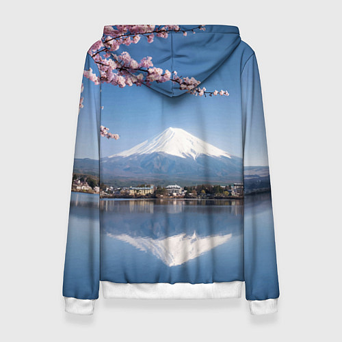 Женская толстовка Цветущая сакура на фоне Фудзиямы - Япония / 3D-Белый – фото 2