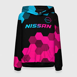 Женская толстовка Nissan - neon gradient: символ сверху