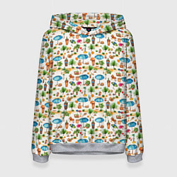 Толстовка-худи женская Пляжные зонты паттерн, цвет: 3D-меланж