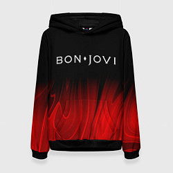 Толстовка-худи женская Bon Jovi red plasma, цвет: 3D-черный