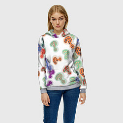 Толстовка-худи женская Вопросики, цвет: 3D-меланж — фото 2