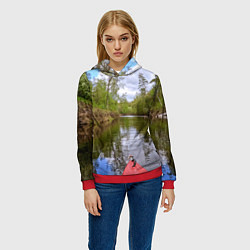 Толстовка-худи женская Красная байдарка, цвет: 3D-красный — фото 2