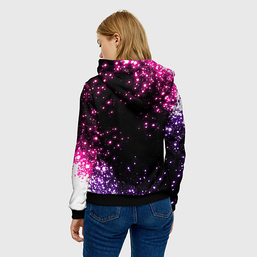 Женская толстовка Неоновые звезды - neon / 3D-Черный – фото 4