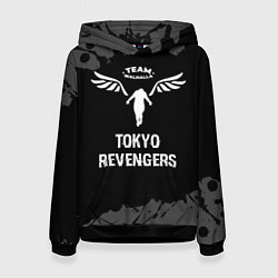 Толстовка-худи женская Tokyo Revengers glitch на темном фоне, цвет: 3D-черный