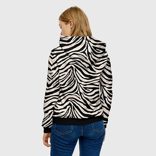 Женская толстовка Полосатая шкура зебры, белого тигра / 3D-Черный – фото 4