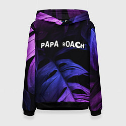 Толстовка-худи женская Papa Roach neon monstera, цвет: 3D-черный