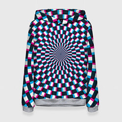 Толстовка-худи женская Оптическая иллюзия глитч, цвет: 3D-меланж