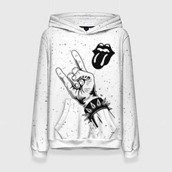 Толстовка-худи женская Rolling Stones и рок символ, цвет: 3D-белый