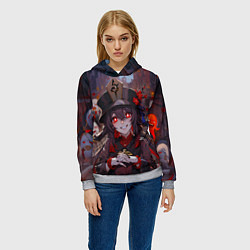 Толстовка-худи женская Ху тао с призраками - Геншин, цвет: 3D-меланж — фото 2