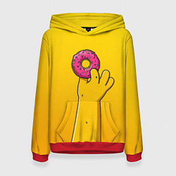 Толстовка-худи женская Гомер и пончик, цвет: 3D-красный