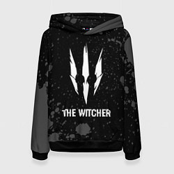 Толстовка-худи женская The Witcher glitch на темном фоне, цвет: 3D-черный