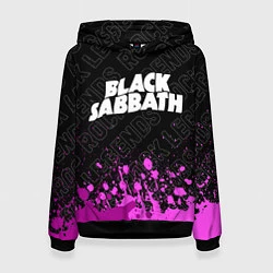 Толстовка-худи женская Black Sabbath rock legends: символ сверху, цвет: 3D-черный
