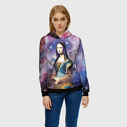 Толстовка-худи женская Мона Лиза - космическая фантазия, цвет: 3D-черный — фото 2