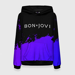 Толстовка-худи женская Bon Jovi purple grunge, цвет: 3D-черный