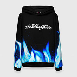 Толстовка-худи женская Rolling Stones blue fire, цвет: 3D-черный